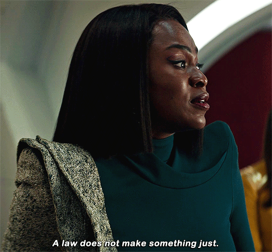 animated gif of Neera from Ad Astra Per Aspera saying "a law does not make something just"