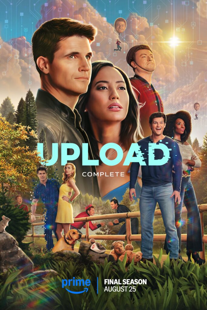 upload season 4 poster showing the cast in a digital world, in a pseudo-artistic/artificial style