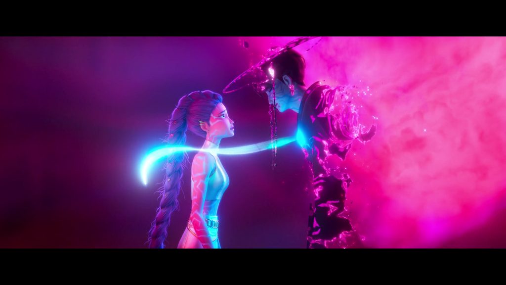 Jinu being destroyed by Gwi-ma as he gives the power of his soul to Rumi
